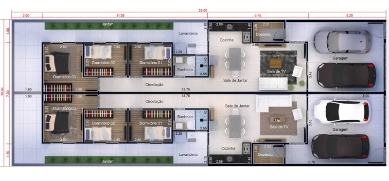 planta de casas Geminadas