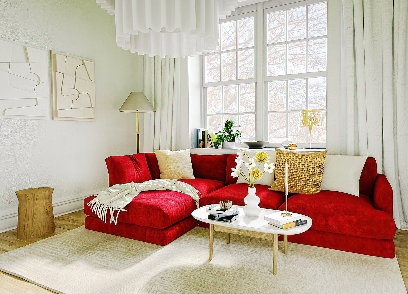 ideias-de-decoracao-de-sala-com-sofa-vermelho