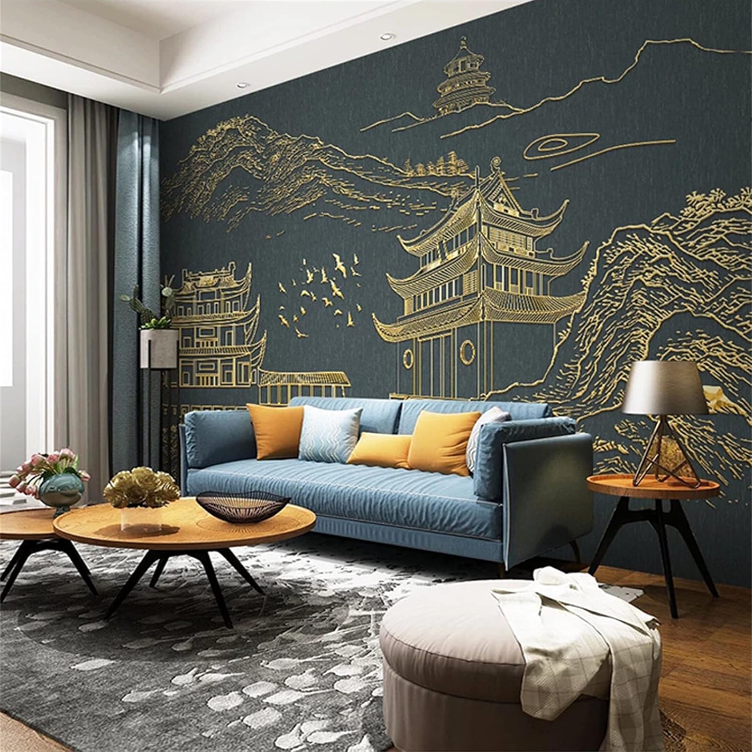 ideias-de-decoracao-de-sala-com-papel-de-parede