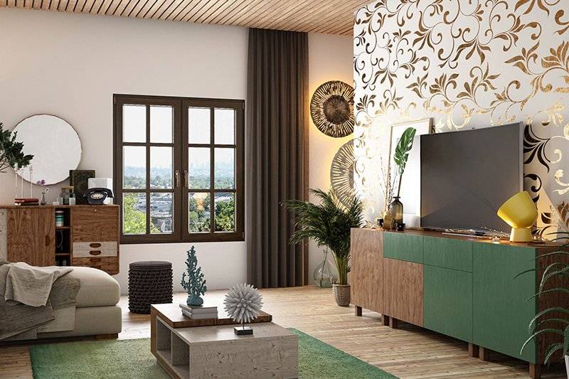 ideias-de-sala-decorada-papel-de-parede