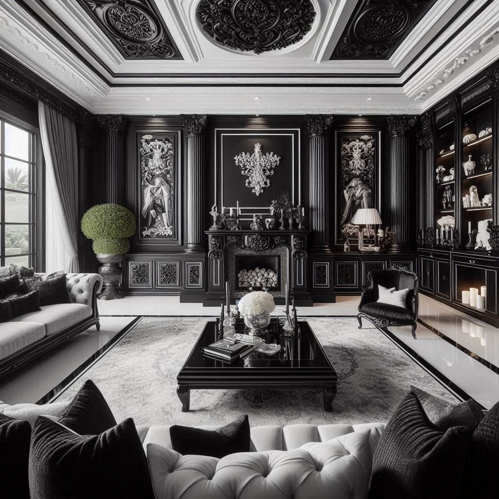 ideias-de-decoracao-de-sala-preto-e-branco