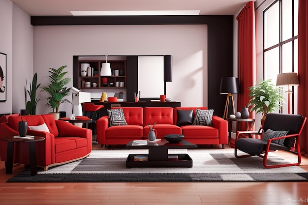 ideias-de-decoracao-de-sala-com-sofa-vermelho