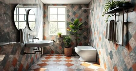 Banheiros com Ladrilho Hidráulico: Charme Retrô com Estilo Atual Banheiros com ladrilho hidráulico