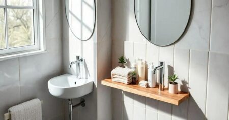 Banheiros com Prateleiras: Soluções Práticas e Charmosas Banheiros com prateleiras