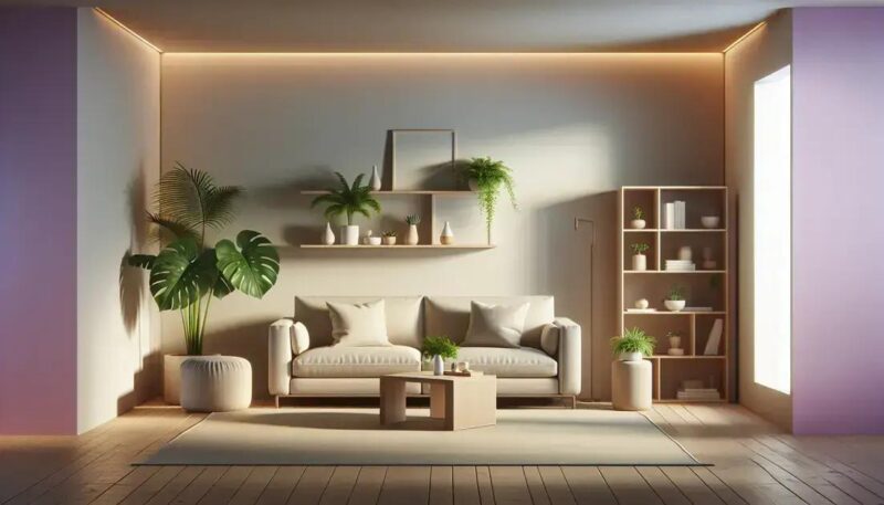 Decoração minimalista para sala de estar