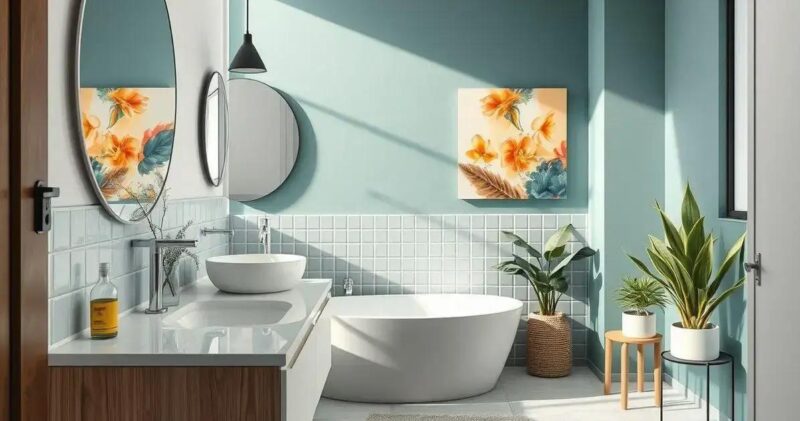 Banheiros com Adesivos Decorativos: Praticidade e Personalização Banheiros com adesivos decorativos