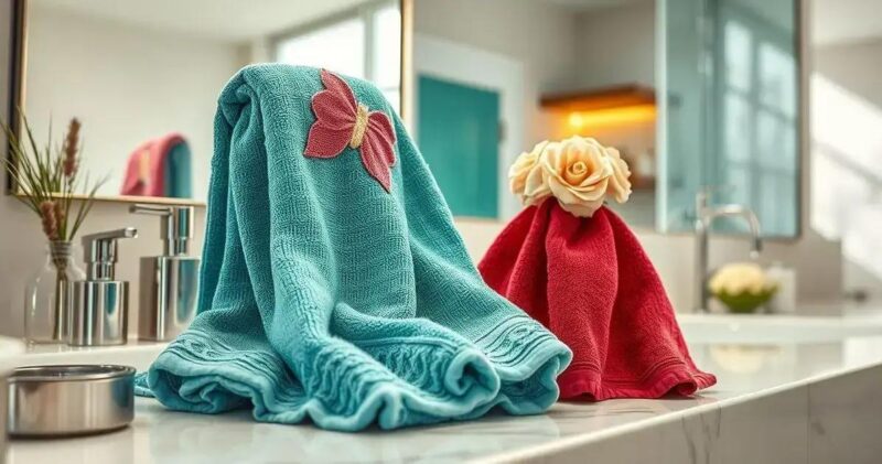 Banheiros com toalhas decorativas