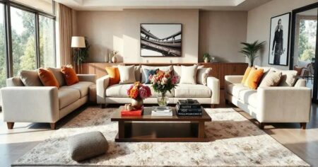 Decoração de sala de estar grande