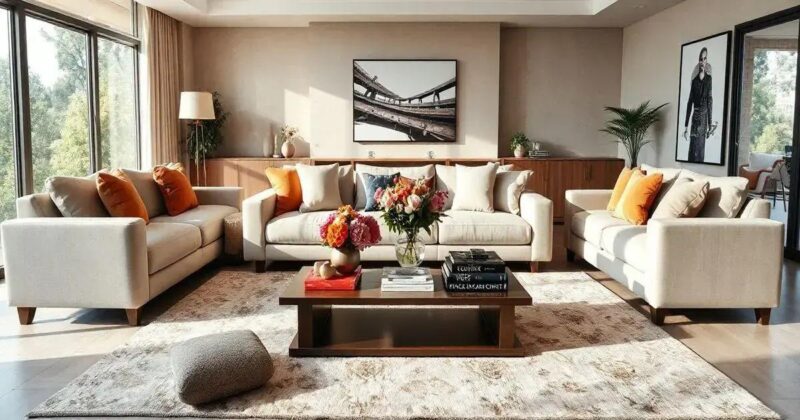 Decoração de sala de estar grande