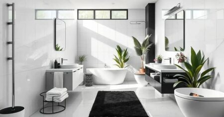 banheiro branco e preto