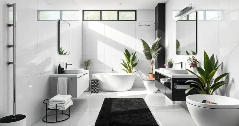 banheiro branco e preto