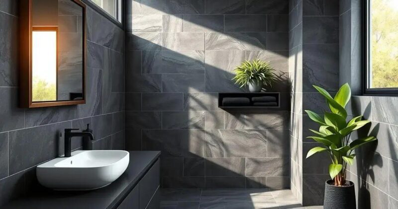 banheiro cinza e preto