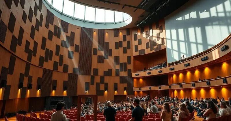 Como a acústica é considerada no design de edifícios