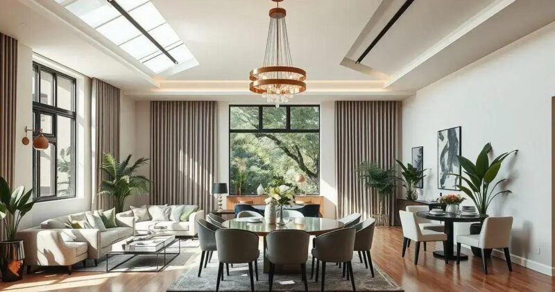 lustre para sala de jantar conjugada com sala de estar