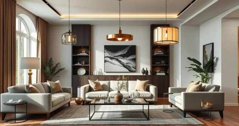 pendente na sala de estar