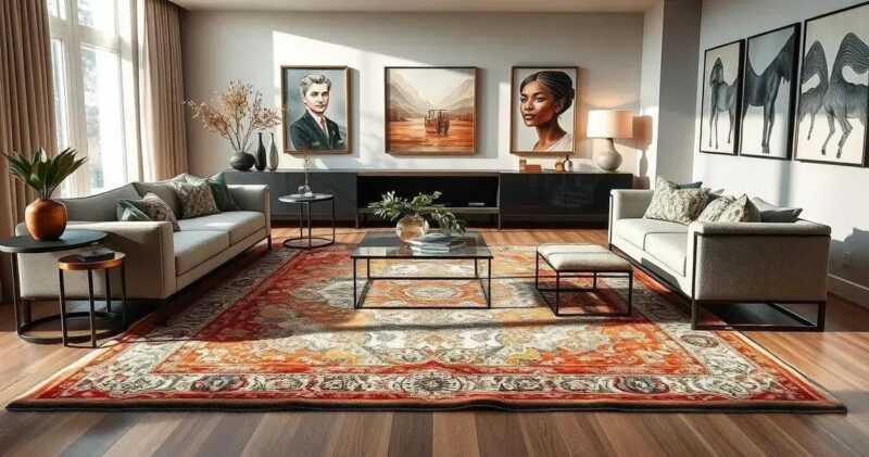 tapete em sala de estar