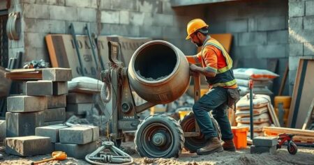 O que considerar ao usar uma betoneira em obras pequenas? Balde de mistura