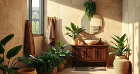 banheiro marrom e bege