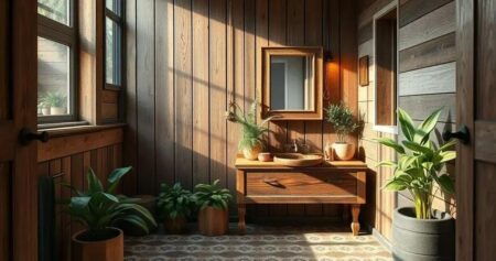 banheiro rustico moderno