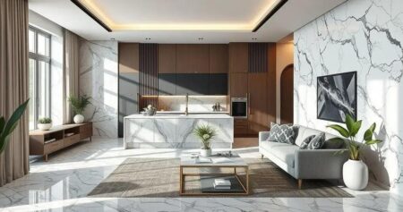 Qual a melhor aplicação do efeito mármore em interiores? Efeito madeira