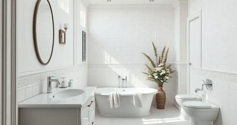 Como criar um banheiro branco com detalhes dourados? banheiro branco com dourado