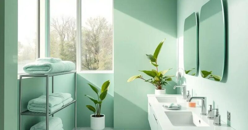 banheiro verde claro