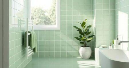 banheiro verde e branco